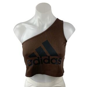 Adidas Future Icons Badge of Sport Women's Brown One Shoulder Crop Top Size S